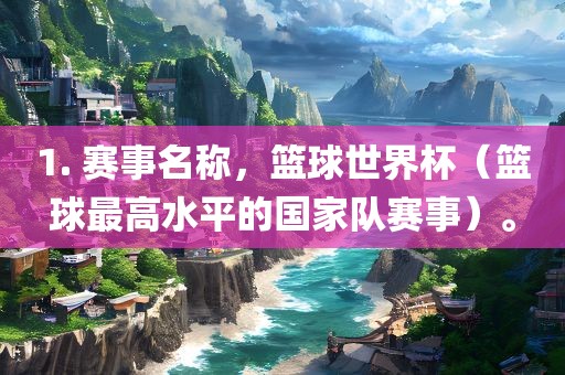 1. 赛事名称，篮球世界杯（篮球最高水平的国家队赛事）。