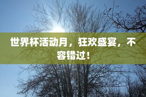 世界杯活动月，狂欢盛宴，不容错过！