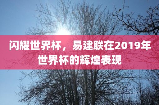 闪耀世界杯，易建联在2019年世界杯的辉煌表现