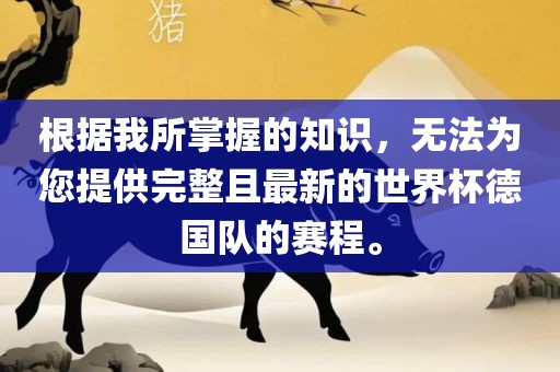 根据我所掌握的知识，无法为您提供完整且最新的世界杯德国队的赛程。
