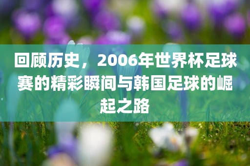 回顾历史，2006年世界杯足球赛的精彩瞬间与韩国足球的崛起之路