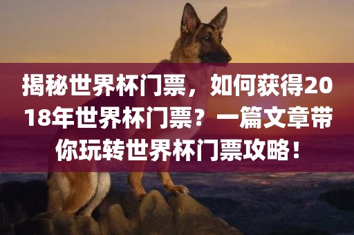 揭秘世界杯门票，如何获得2018年世界杯门票？一篇文章带你玩转世界杯门票攻略！