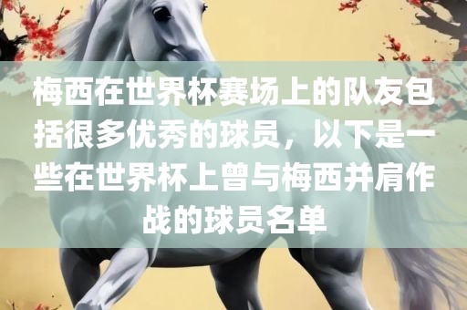 梅西在世界杯赛场上的队友包括很多优秀的球员，以下是一些在世界杯上曾与梅西并肩作战的球员名单