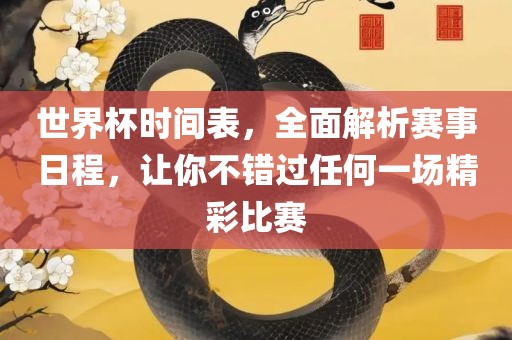 世界杯时间表，全面解析赛事日程，让你不错过任何一场精彩比赛