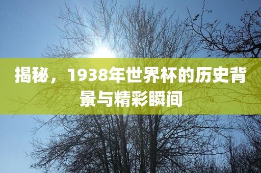 揭秘，1938年世界杯的历史背景与精彩瞬间