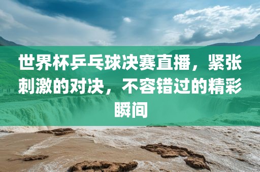 世界杯乒乓球决赛直播，紧张刺激的对决，不容错过的精彩瞬间