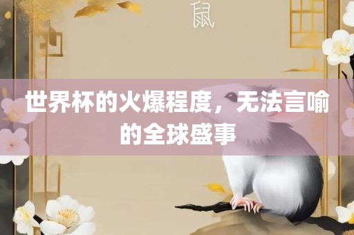 世界杯的火爆程度，无法言喻的全球盛事