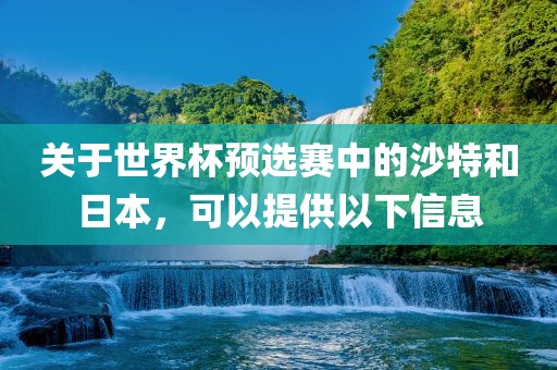 关于世界杯预选赛中的沙特和日本，可以提供以下信息金炬实业股份有限公司