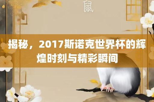 揭秘，2017斯诺克世界杯的辉煌时刻与精彩瞬间