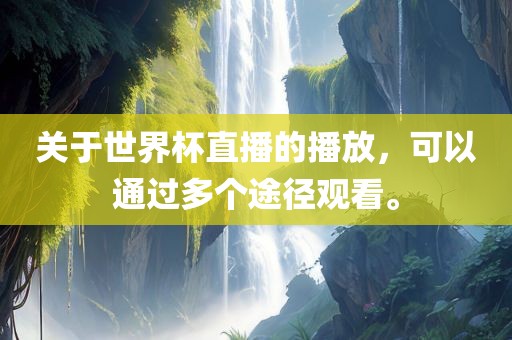 关于世界杯直播的播放，可以通过多个途径观看。